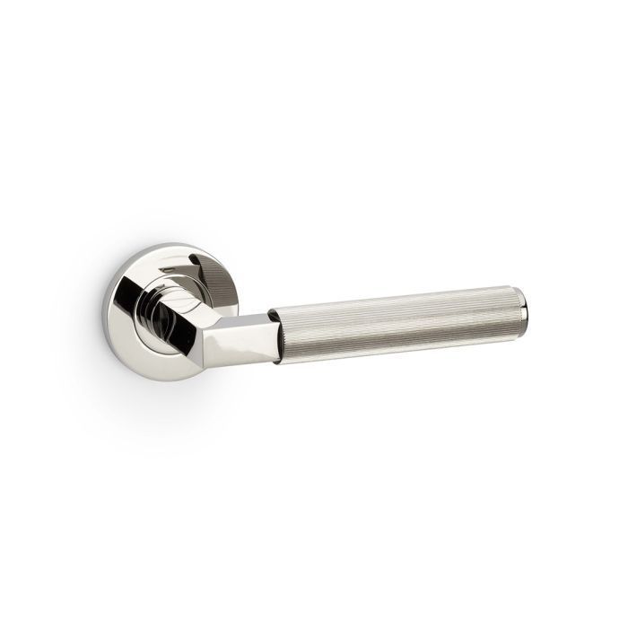 HE202-grp Reeded Lever on Round Rose - Pair