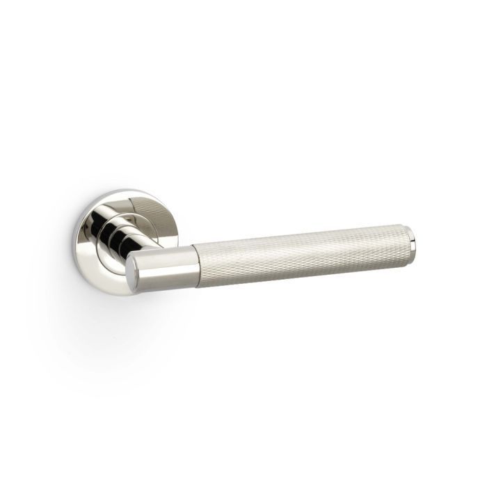 HE220-grp Knurled Lever on Round Rose - Pair
