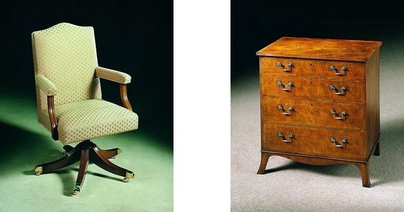 Desk Chair and Chest Using Brass castors and cabinet handles